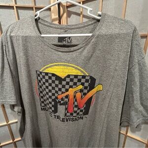 MTV Gray Short Sleeve Tee with Checkered Logo